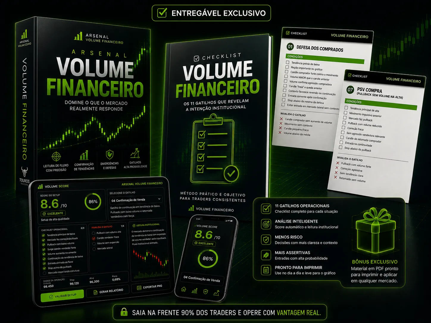 Pacote Arsenal Volume Financeiro com ebook, checklist e Volume Score