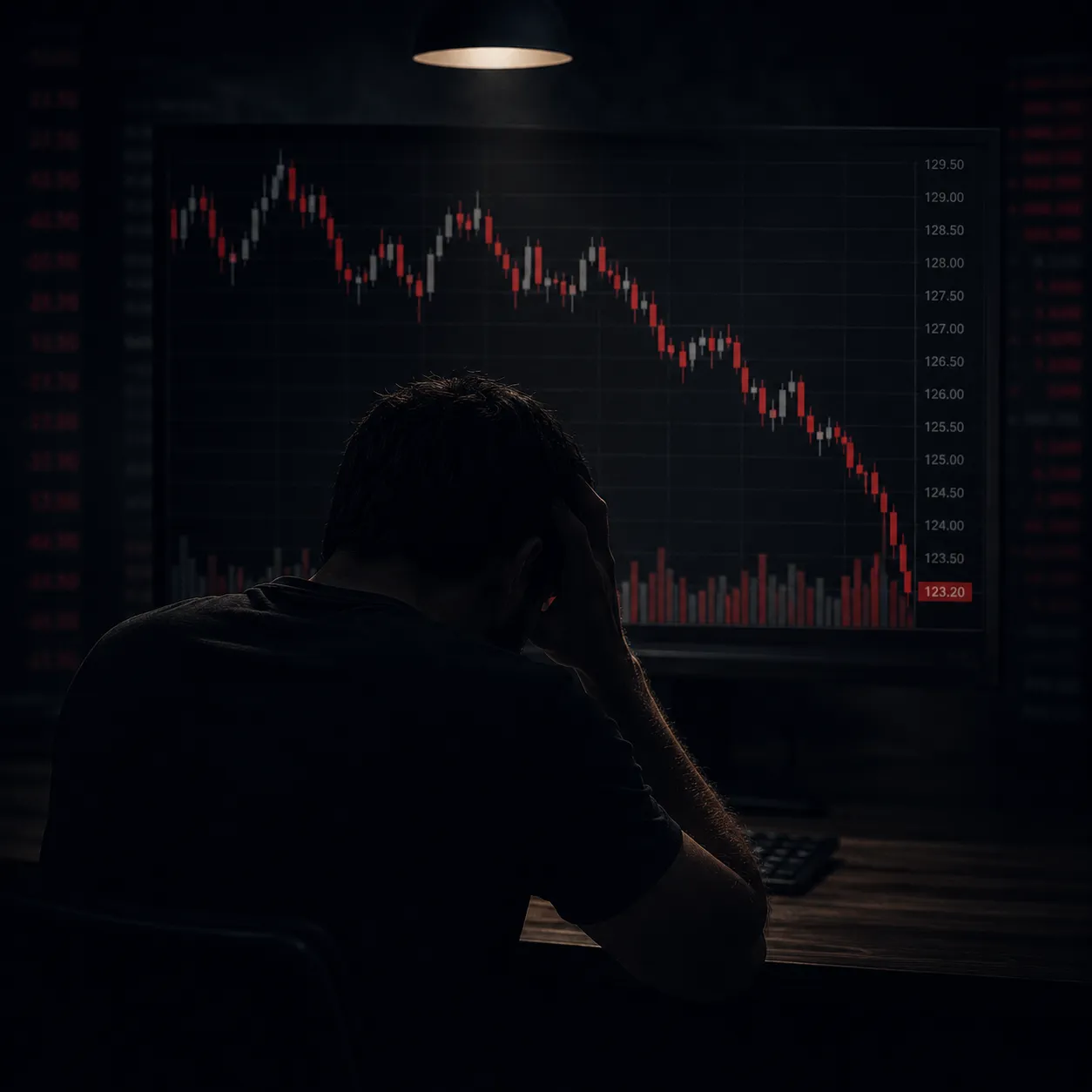 Trader frustrado operando sem validar volume e contexto